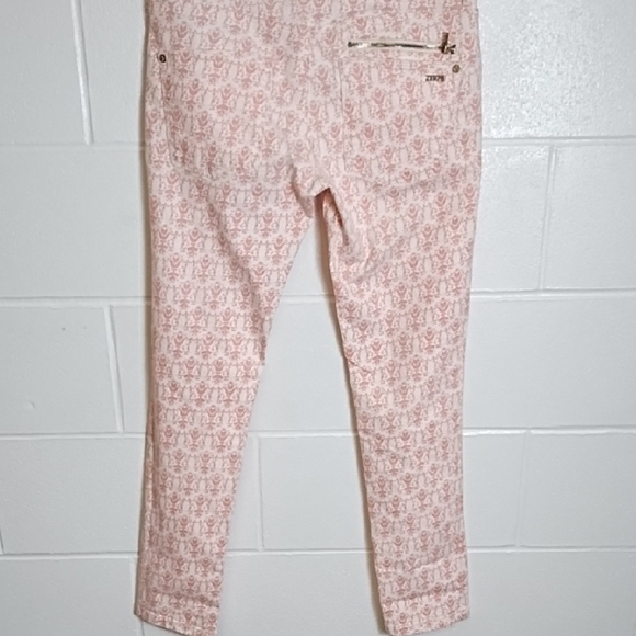 Pink & White Print Cropped Ankle Stretch Jeans Midrise - Picture 11 of 11